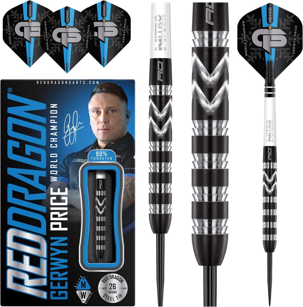 Red Dragon - Gerwyn Price World Championship SE: Steeltip Tungsten Dartpijlen Professioneel - 26 gram