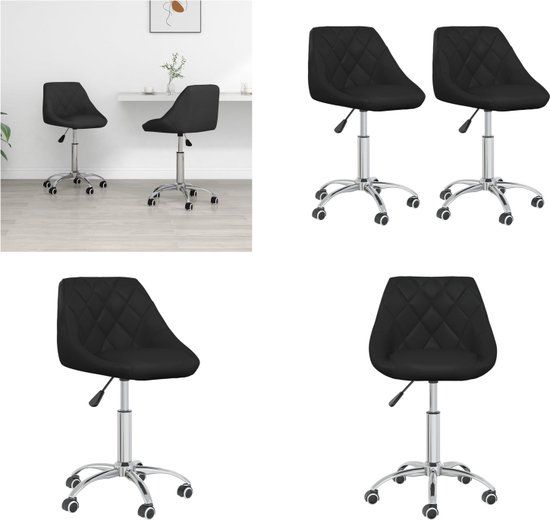 vidaXL Eetkamerstoelen draaibaar 2 stuks kunstleer zwart