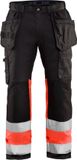 Blåkläder High Vis werkbroek met stretch 1558-1811 - Zwart/High Vis Rood - D100