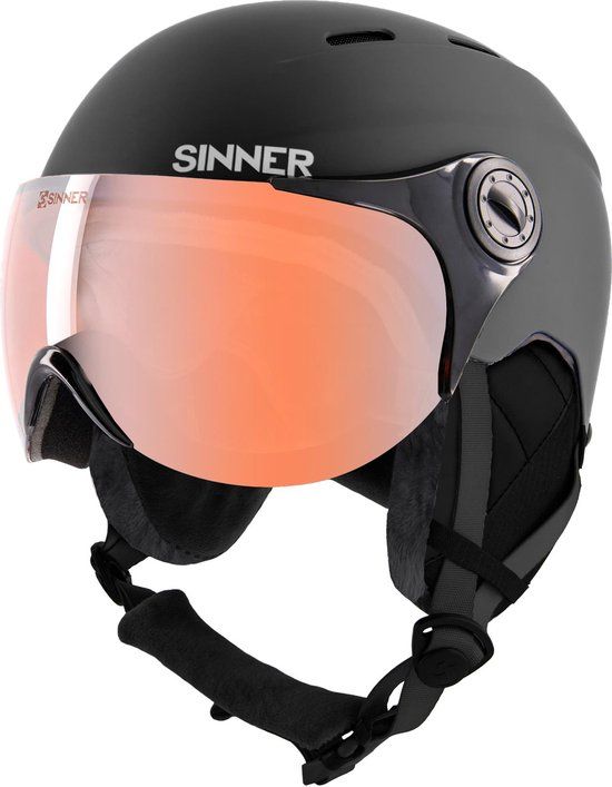 Sinner Typhoon Visor Skihelm - Mat Zwart - Unisex - Maat 53