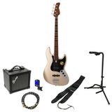 Sire Marcus Miller V5 4-String Champagne Gold Metallic guitare basse électrique set de démarrage