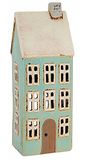 Village Pottery Tall Pale Blue House theelichthouder