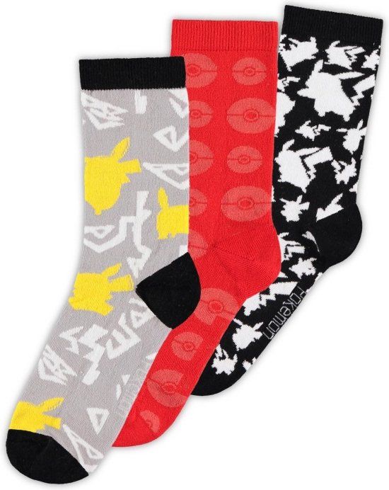 Pokémon Sokken - Set van 3 paar - Unisex - Maat 43-46 - Multicolour