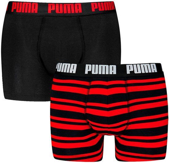 PUMA heren 2P boxers everyday striped zwart & rood