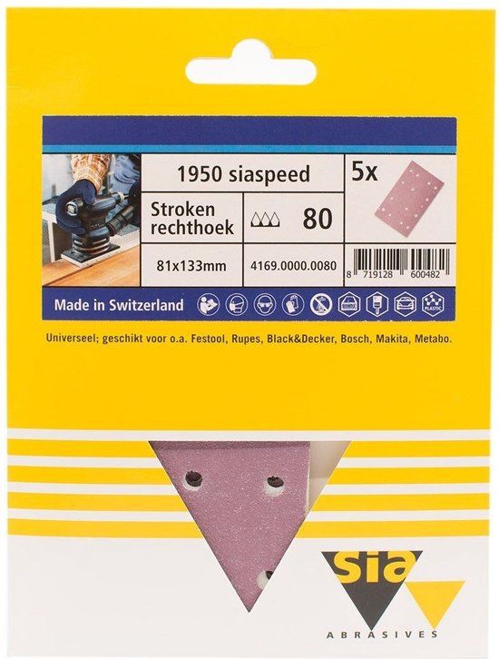 Sia siaspeed schuurstrook 14-gaats P80 - 80 mm. x 133 mm. (5 stuks)