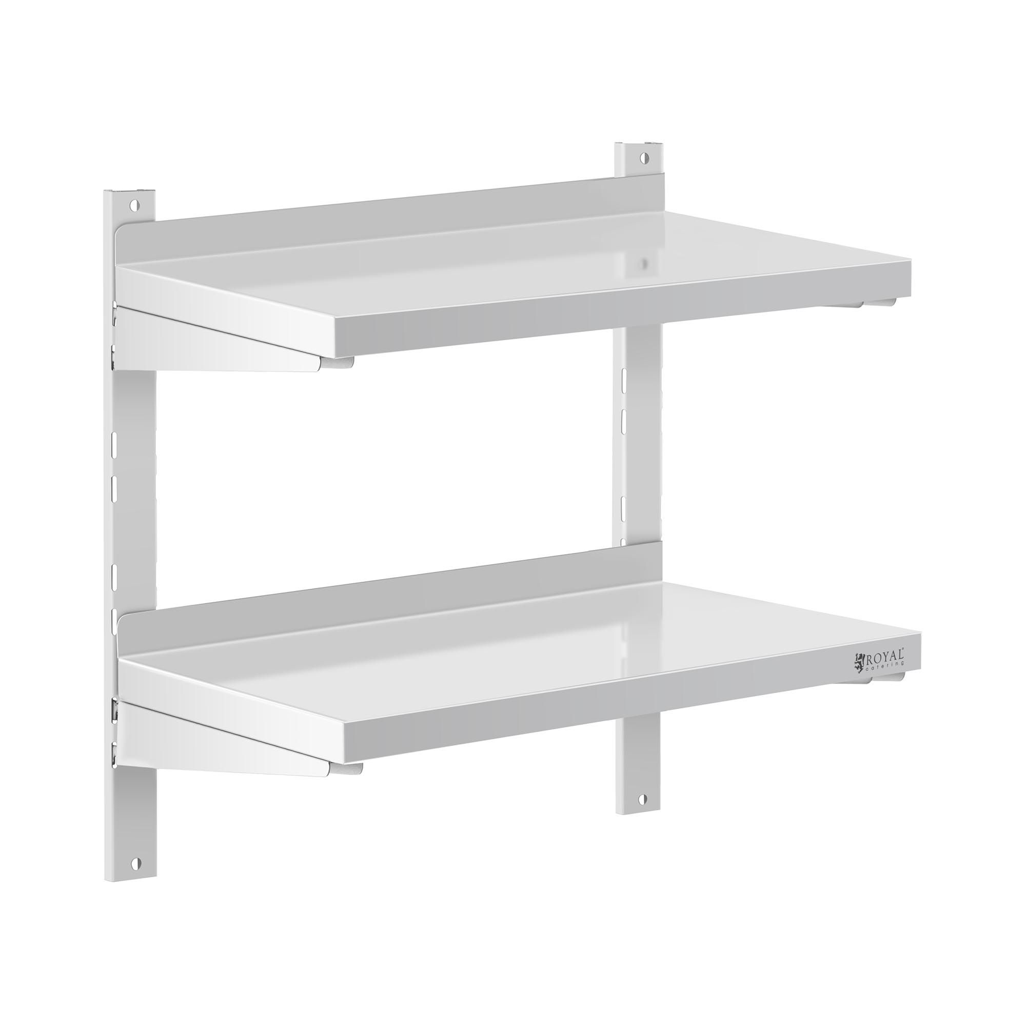 Royal Catering Wandrek van roestvrij staal - 2 planken - 60 x 30 cm