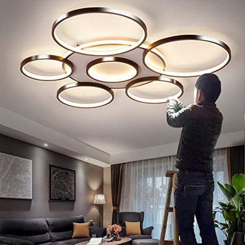 YZSJ Led-plafondlamp met afstandsbediening, dimbaar, modern, lichtkleur en helderheid is instelbaar, grote hanglamp voor woonkamer, slaapkamer, eetkamer, keuken, acryl met metalen frame, 7 koppen