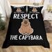 Capybara dekbedovertrek, lit double, imprimé dessin animé, noir, 3 pièces