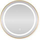 SensaHome Ronde LED Badkamerspiegel – Dimbaar Wandspiegel met Verlichting – Metalen Frame – 80 cm – Goud