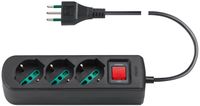 Vimar 0R00637.CC Meervoudige stekkerdoos met stroomonderbreker en 1,5 m kabel, 3 uitgangen SICURY Universal Italiaanse standaard, stekker 10 A Italiaanse standaard, zwart