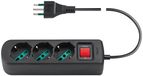 Vimar 0R00637.CC Meervoudige stekkerdoos met stroomonderbreker en 1,5 m kabel, 3 uitgangen SICURY Universal Italiaanse standaard, stekker 10 A Italiaanse standaard, zwart