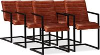 vidaXL Eetkamerstoelen 6 stuks Echt Leer Bruin