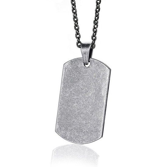 Mendes Steel Vintage Dogtag kettinghanger met Jasseron ketting