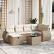 Maison Exclusive - Ensemble de meubles de jardin 7 pièces avec canapé et coussins, beige, en polyrotin