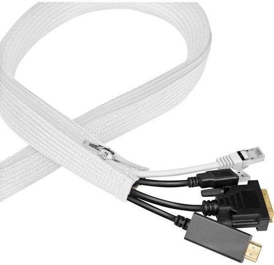 LogiLink KAB0091 Kabelslang met ritssluiting, Ø 50 mm, kleur: wit, 5 m
