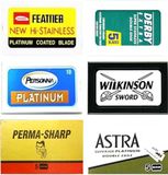 Scheermesjes Feather Razor Blades Club scheermesjes voor heren, tweesnijdend scheermesje voor heren, 40 mesjes: Feather, Derby, Personna Platinum, Permasharp, Wilkinson Sword, Astra