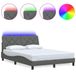 VidaXL Bedframe met LED, zonder matras, donkergrijs, 140 x 190 cm, stof
