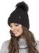 Vivisence Dames Wintermuts met pompon - Zwart - Warm gebreid - Fleecevoering - Beanie