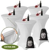 Aventara Statafelrok Licht Grijs x 5 – Ø80-85 x 110 cm – Luxe Extra Dikke Stretch Stof – Inclusief Opbergtas – Kras- en Kreukvrije Statafelhoes – Perfect voor Horeca, Bruiloften en Feesten