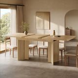 MODFU Uitschuifbare Eettafel - Licht Eikenhout/Walnoot - MDF - 120-160 Cm