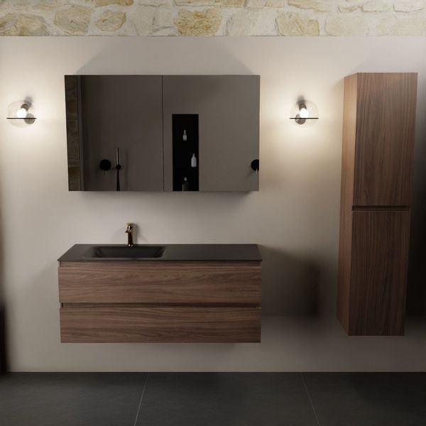 Mondiaz Aivy badmeubelset - 120x45x50cm - Links - Mocha - Met spiegelkast