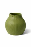 LUNARO™ Design Vaas – Organische Bolvorm met Verticale Ribstructuur – Ø18 cm – 20 cm Hoog – Moderne 3D Geprinte Bloemenvaas – Strakke Scandinavische Design Vaas voor Droogbloemen en Verse Bloemen – Decoratieve bloempotten voor binnen – Vert