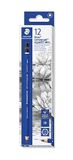 STAEDTLER Mars Lumograph aquarelpotloden, wateroplosbaar, zeskantige vorm, ongelooflijk breukvaste premium potloden, hoge kwaliteit, hardheid 8B, vouwdoos met 12 potloden, 100A-8B