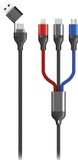 2GO 797361 USB-kabel 1,2 m USB A/USB C USB C/Micro-USB B/Lightning Zwart, Blauw, Grijs, Rood