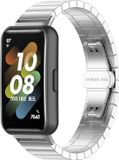 Strap-it Stalen Smartwatch bandje - Geschikt voor Huawei band 7 metalen bandje - zilver
