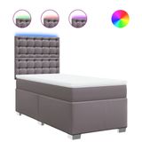 VidaXL Boxspring met matras kunstleer grijs 120x200 cm