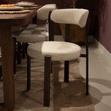 DÉJA Living Eetkamerstoel Lagan - Beige/Walnoot Stof - Set van 2