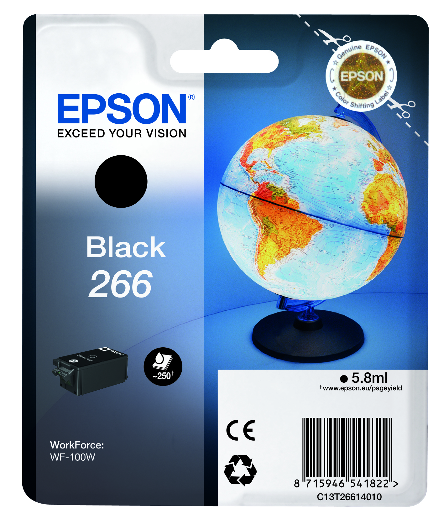 Epson Globe Singlepack Black 266 ink cartridge single pack / zwart