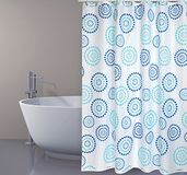 MSV Douchegordijn, polyester, stippen, 180 x 200 cm, premium kwaliteit, blauw, inclusief ringen