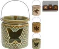 Home & Styling Theelichthouder 8x8x8cm Groen Keramiek