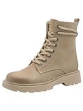 Tamaris - Dames - Biker boots - Leer/Textiel - Bruin - Maat 38