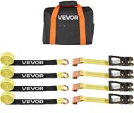 Vevor Wielbevestigingsband (50,8 x 3048 mm) met Platte Haak, Treksterkte van 4540 kg en Draagvermogen van 1512 kg, Motorfietsbevestigingssysteem Wielbevestigingsband Bandenband voor SUV's en Aanhangers, Geel
