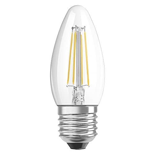 OSRAM Lamps OSRAM LED gloeilamp met E27 lampvoet, kaarsvorm, warm wit (2700K), 4W, vervanging voor 40W gloeilamp, LED Retrofit CLASSIC B, verpakking van 6