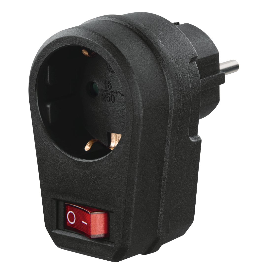 Hama Stopcontactadapter Type F Zwart met Schakelaar