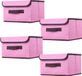 Set de 4 boîtes de rangement pliables en tissu avec couvercle, 26x19x16cm, Rose