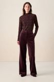 Sissy-Boy - Donkerbruine high waist wide leg velvet broek