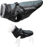 Detailkampioen Manteau pour chien - Manteau d'hiver pour chien - Manteau chaud pour chien avec harnais - Fermeture éclair réglable - Veste puffer imperméable réfléchissante - Gilet de protection contre le froid pour chien à col haut - Gris - 3XL