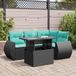 Maison Exclusive - Ensemble de meubles de jardin 5 pièces avec canapé et coussins, noir, en polyrotin et bois d'acacia