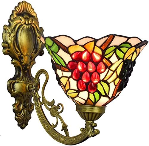 WayLuoung Vintage Bloemen Wandmontage Lamp, 2 Kop Kristallen Glazen Kap Wandkandelaar Licht Retro Gouden Brons Kleur Decoratie Metalen Wandlamp, Nachtkastje Woonkamer Restaurant (E14 Basis Geen Lamp