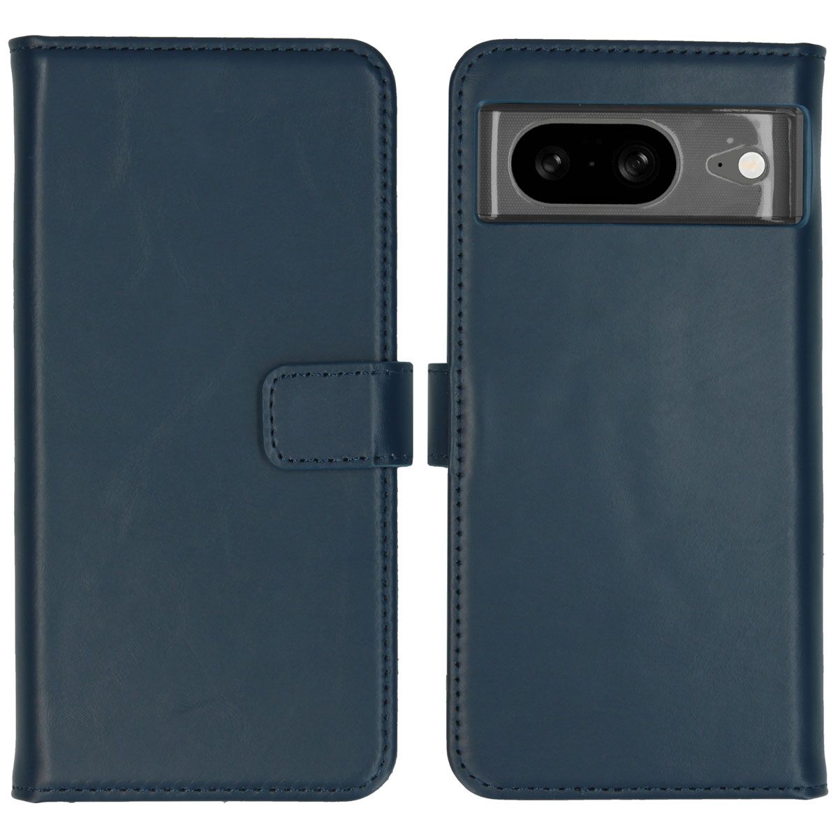 Selencia Echt Leren Bookcase Google Pixel 8 - Blauw