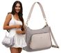 PTN Sac bandoulière gris en nylon et cuir avec compartiment principal zippé 25x18x10 cm