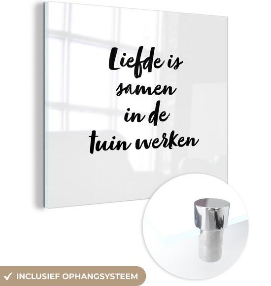MuchoWow® Glass Painting 20x20 cm - Acrylic Glass Painting - Love is working together in the garden - Text - Quotes - Love - Gardening - Photo on glass - Paintings