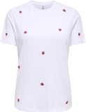 Only T-shirt Onlketty S/s O-neck Top Jrs Noos 15288473 Bright White/strawberry Dames Maat - S