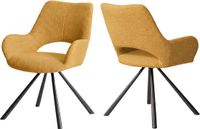 MEUBLE COSY Set van 2 eetkamerstoelen met rugleuning en armleuningen, gele stof, 58,5 x 59 x 81 cm