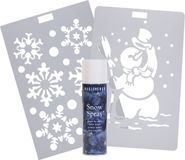 Peha Duif International Kerst raamsjablonen - 2x st - sneeuwpop en sneeuwvlokken - incl. sneeuwspray 150 ml