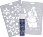 Duif International Kerst raamsjablonen - 2x st - sneeuwpop en sneeuwvlokken - incl. sneeuwspray 150 ml